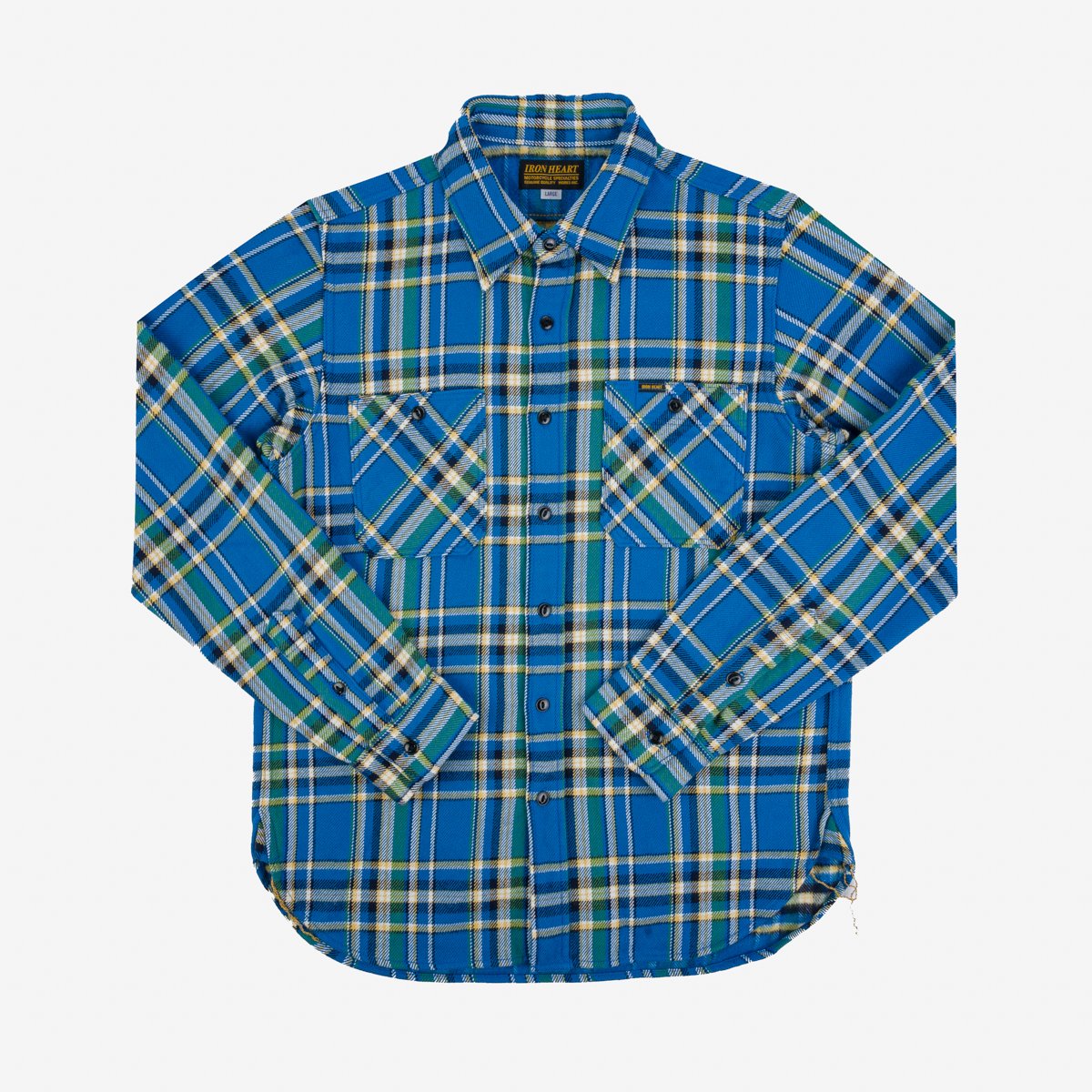 IHSH-376-BLU Ultra Heavy Flannel Tartan Check Work Shirt Blue