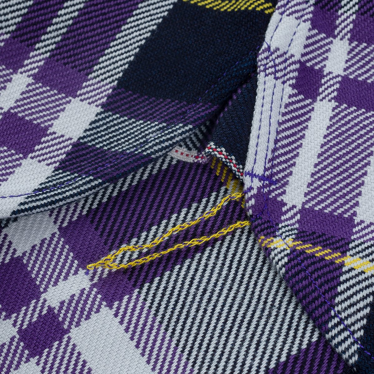 IHSH-382-PUR 9oz Selvedge American Check Work Shirt Purple
