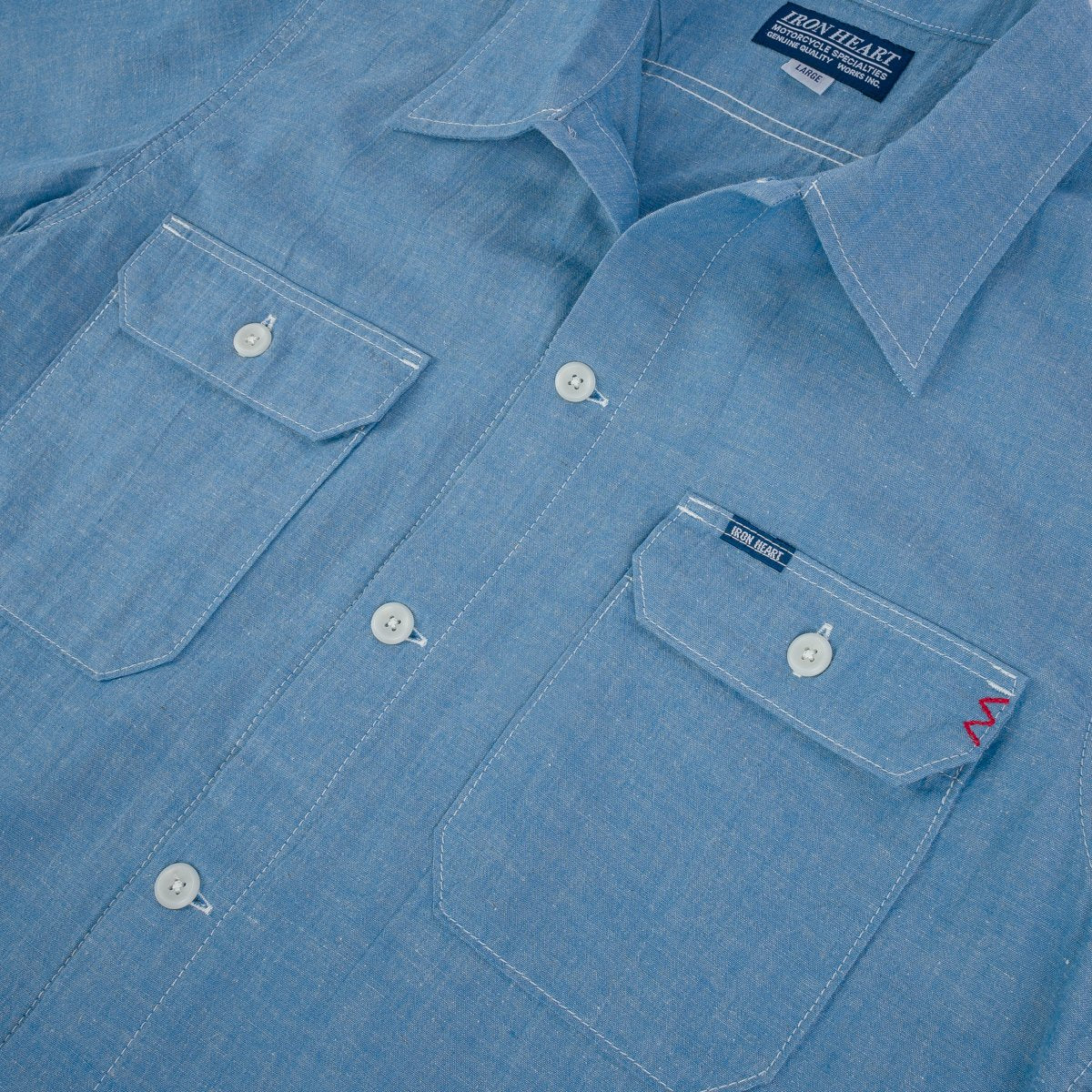 IHSH-388-BLU 4oz Selvedge Short Sleeved Summer Shirt Blue