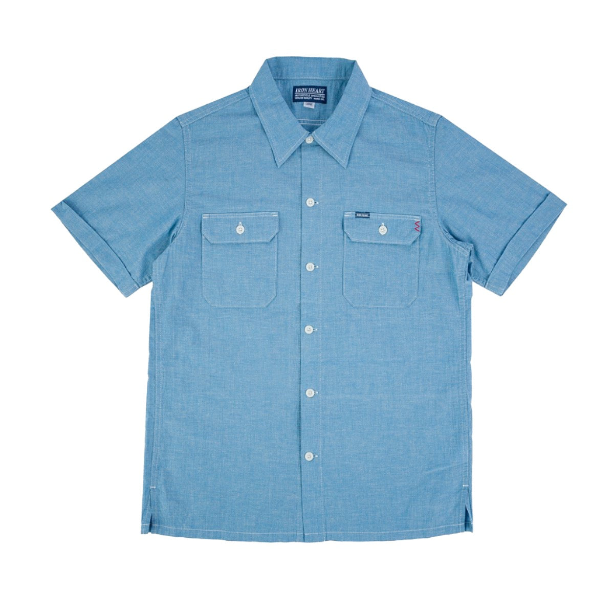 IHSH-388-BLU 4oz Selvedge Short Sleeved Summer Shirt Blue