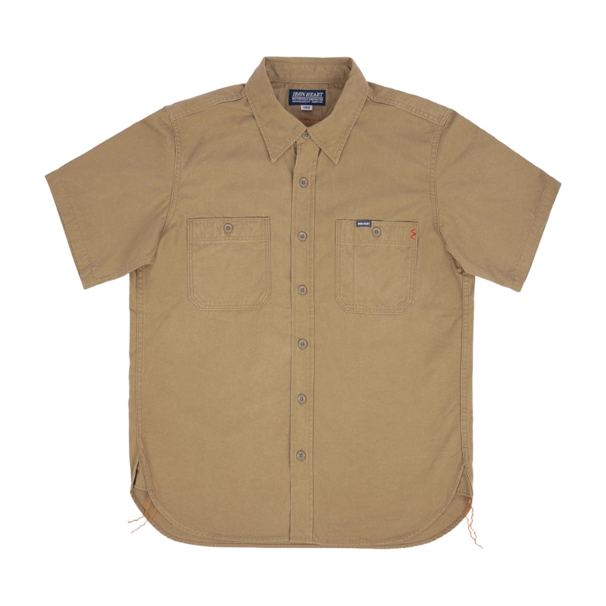 IHSH-393-KHA 7oz Fatigue Cloth Short Sleeved Work Shirt Khaki