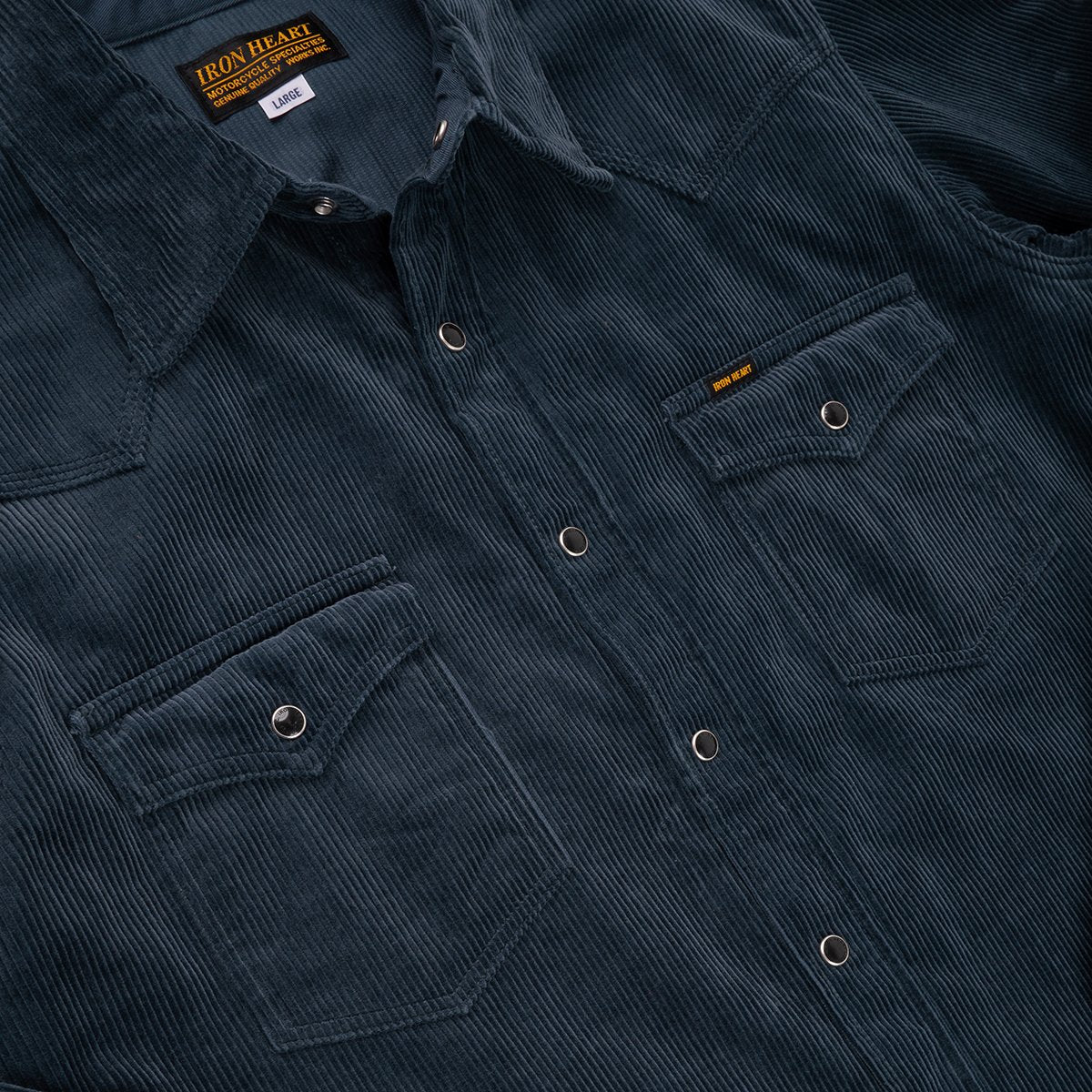 IHSH-398-NAV 11oz Corduroy Western Shirt Navy