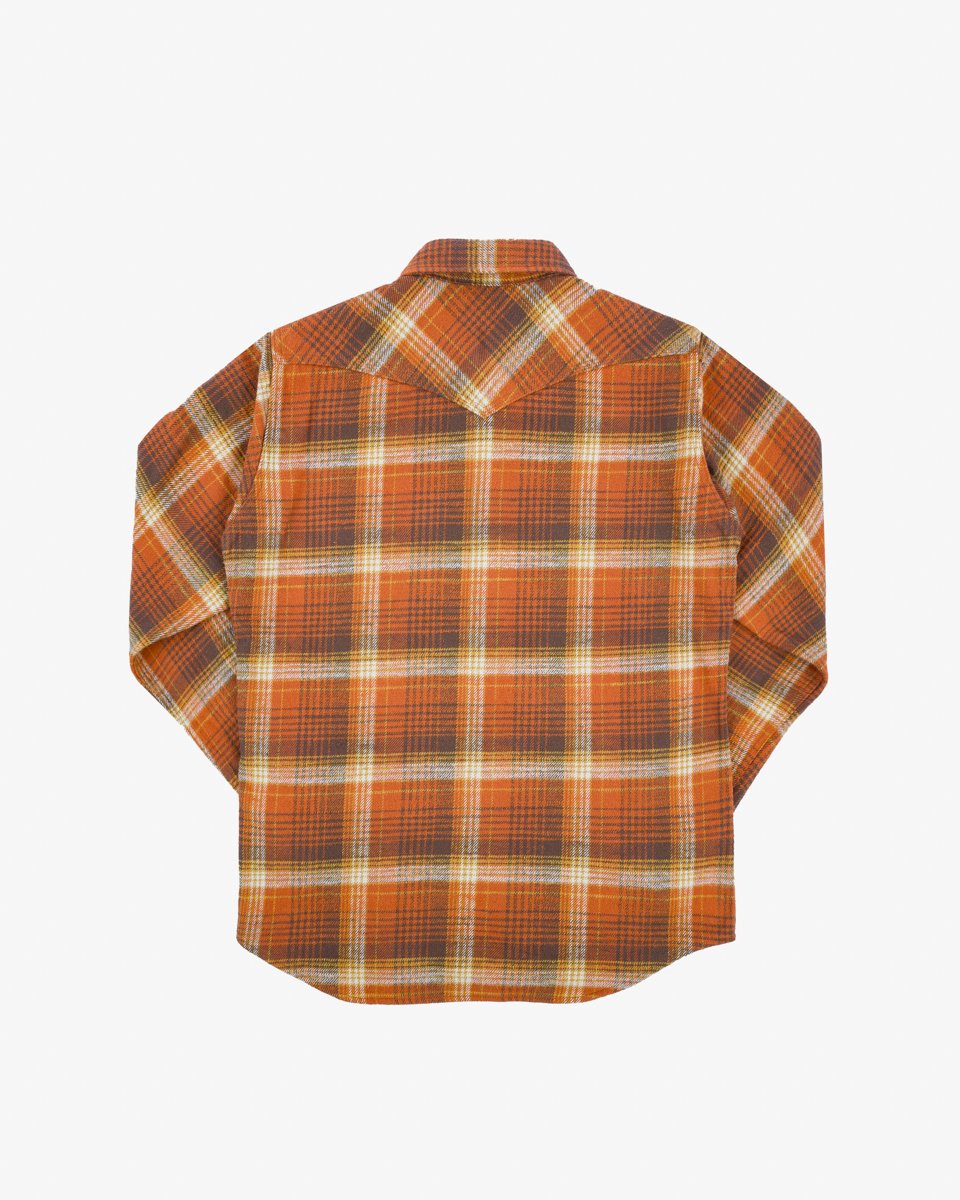 IHSH-399-ORA 12oz Slubby Heavy Flannel Check Western Shirt Orange