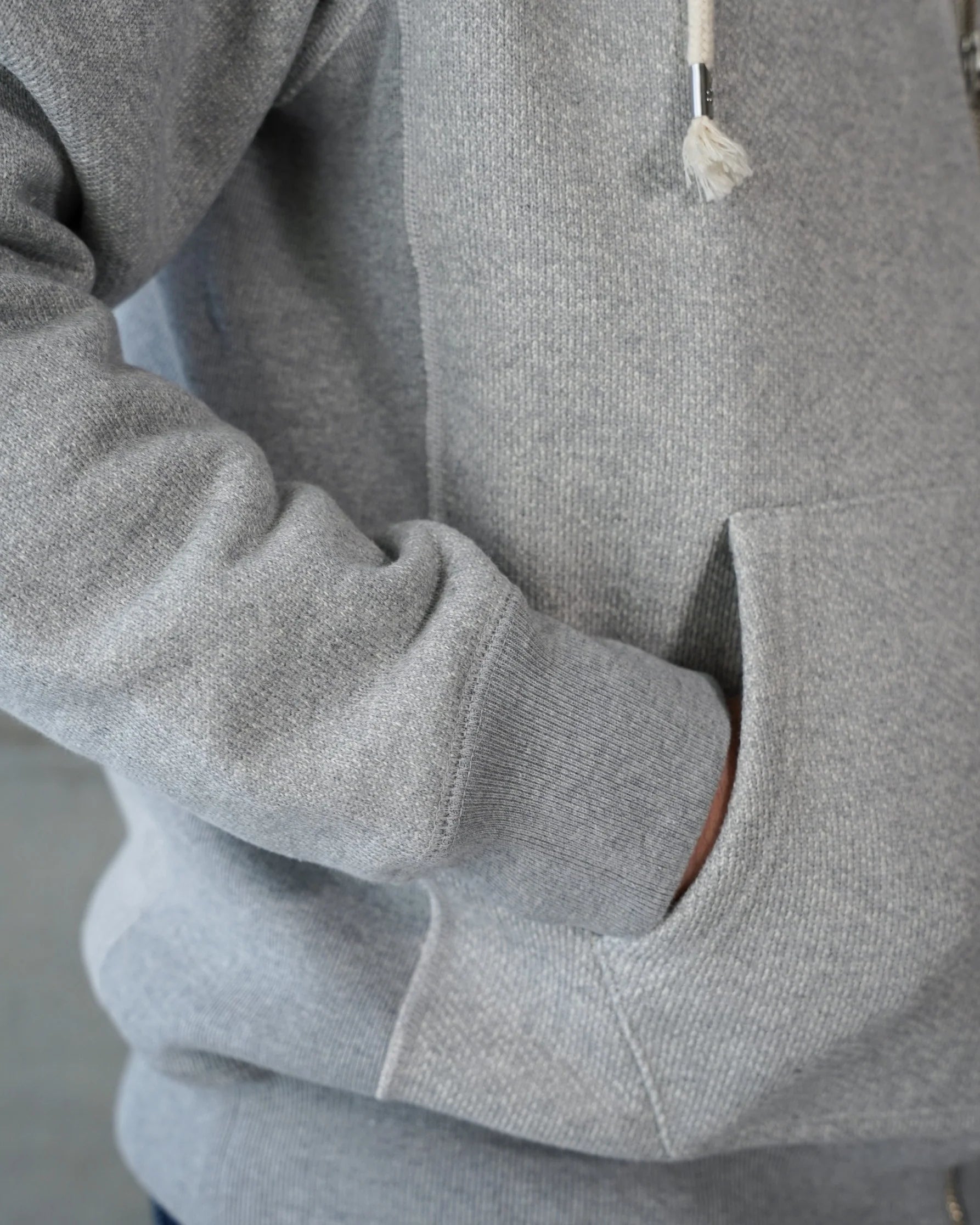 Zip Hoodie Double Heavyweight French Terry Heather Grey