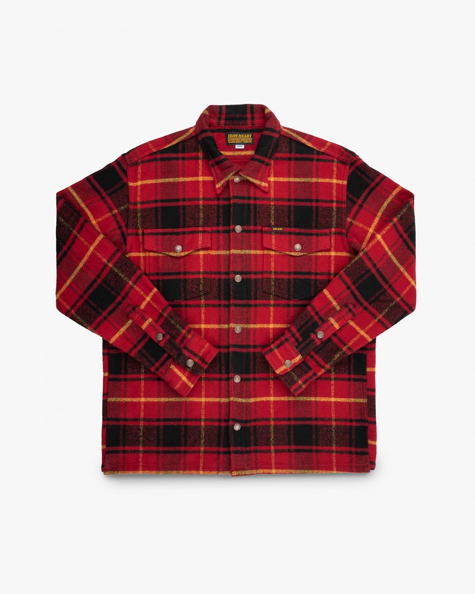 IHSH-433-RED Heavy Flannel Rider’s Overshirt Red