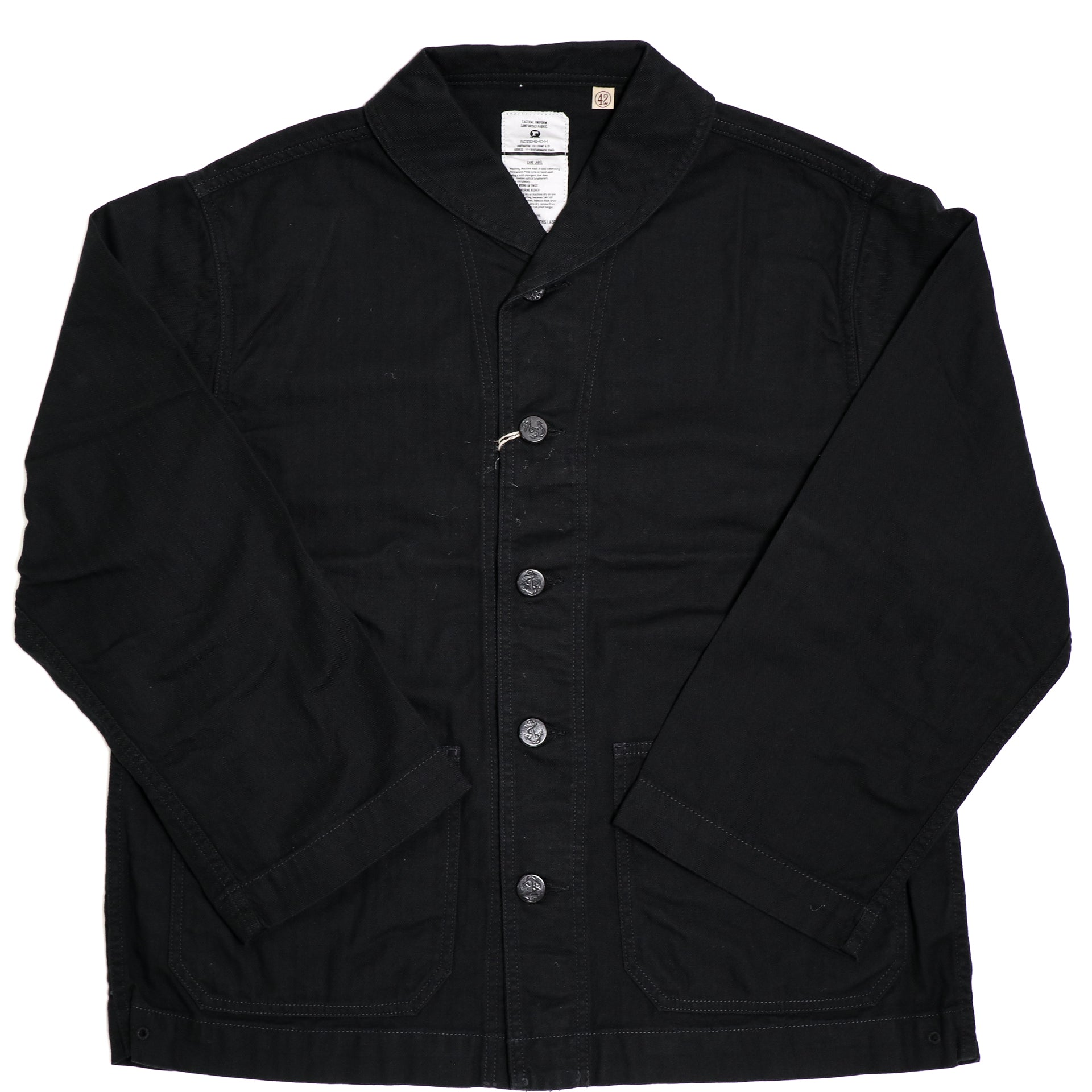 2052-2 USN Shawl Collar Herringbone Coverall Black