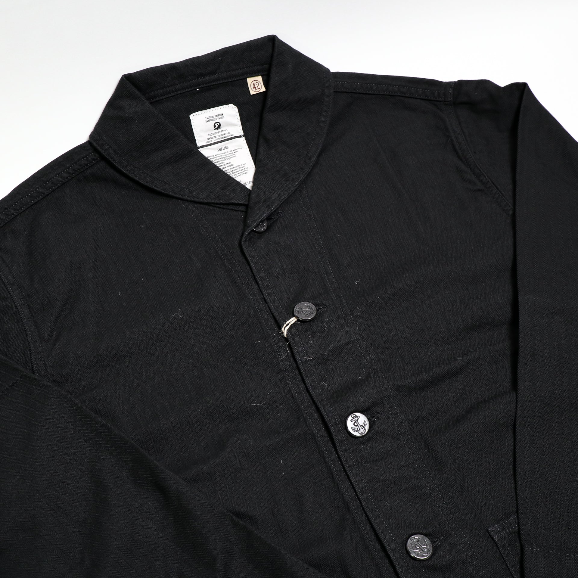 2052-2 USN Shawl Collar Herringbone Coverall Black