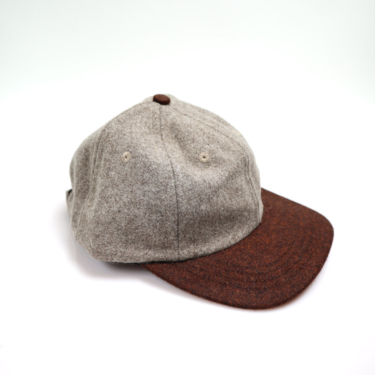 Unstructured Baseball Hat Melton Wool Oatmeal/Red Oak Melton Wool