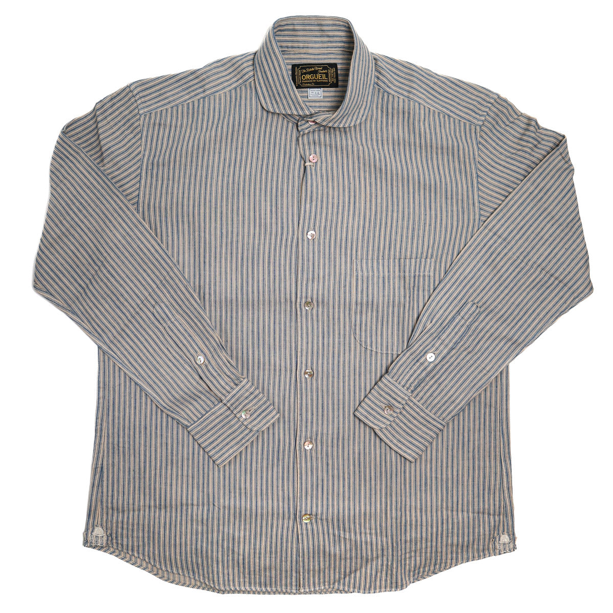 OR-5002B Shawl Collar Shirt Indigo Stripe