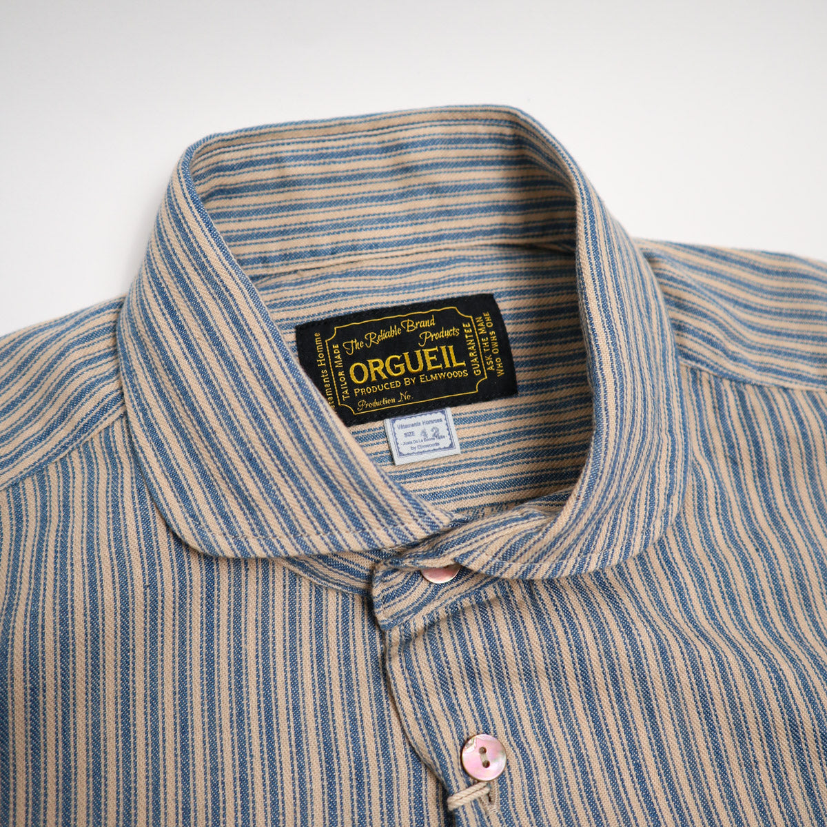 OR-5002B Shawl Collar Shirt Indigo Stripe