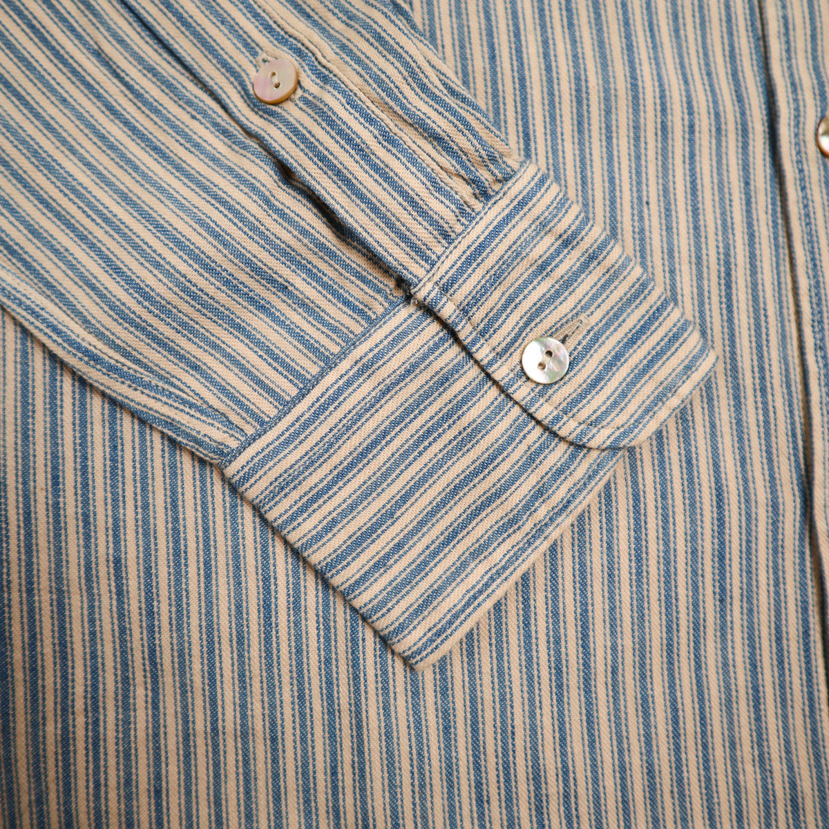 OR-5002B Shawl Collar Shirt Indigo Stripe