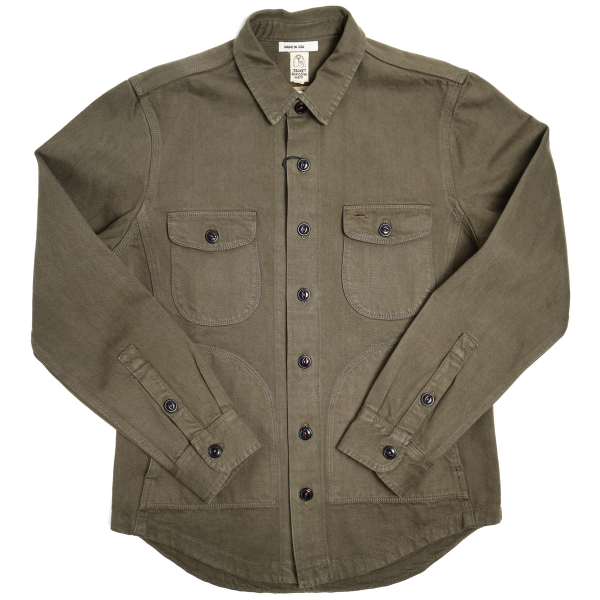 The Anvil Shirt Jacket 14oz Natural Slub Military Green