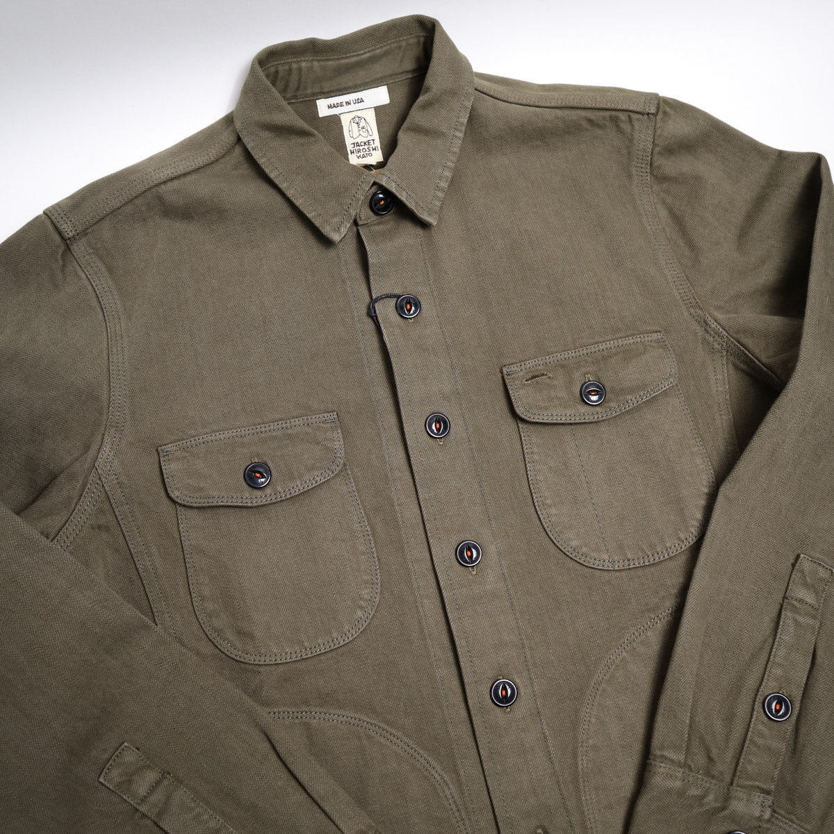 The Anvil Shirt Jacket 14oz Natural Slub Military Green