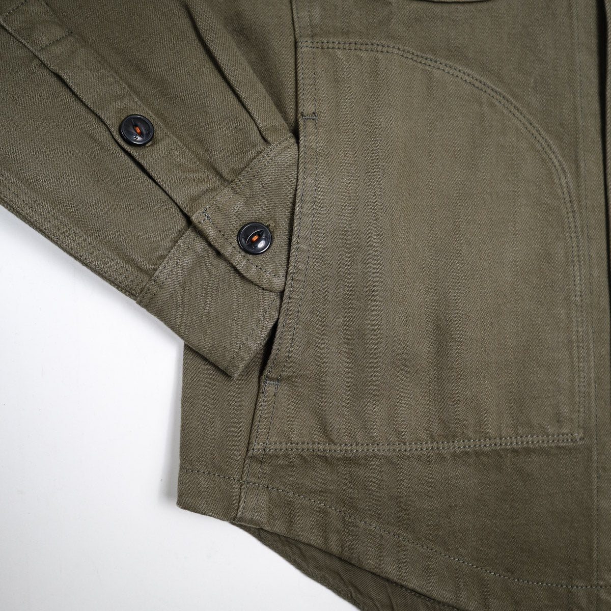 The Anvil Shirt Jacket 14oz Natural Slub Military Green
