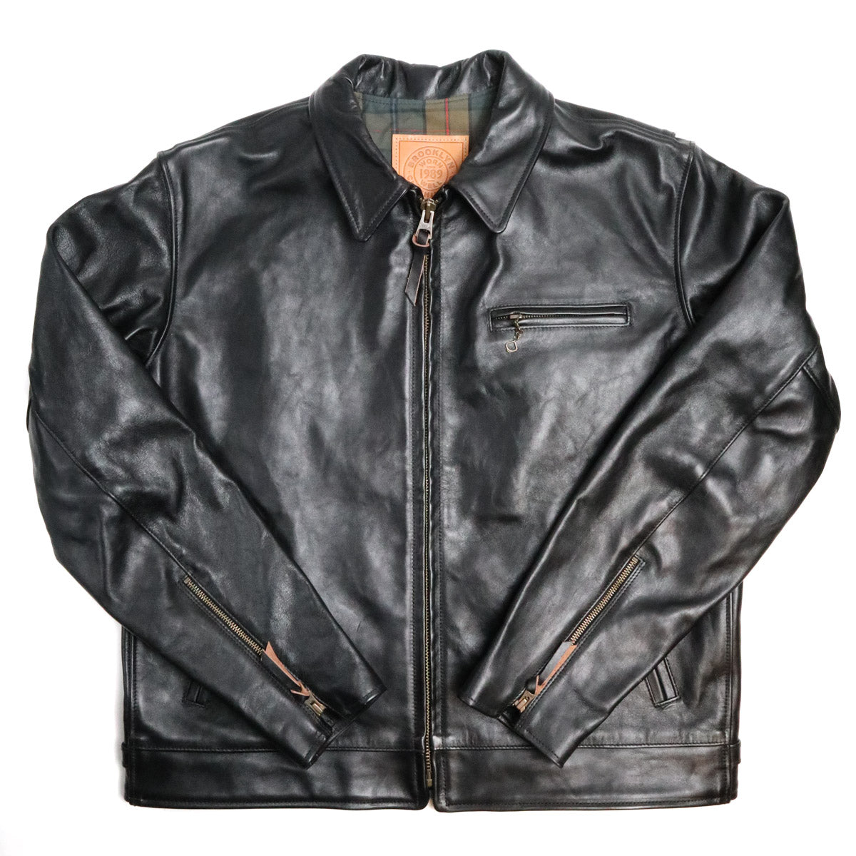 Brooklyn Clothing X Simmons Bilt Tail Gunner Stevenson Iona Tartan/Japanese Teacore Horsehide Black