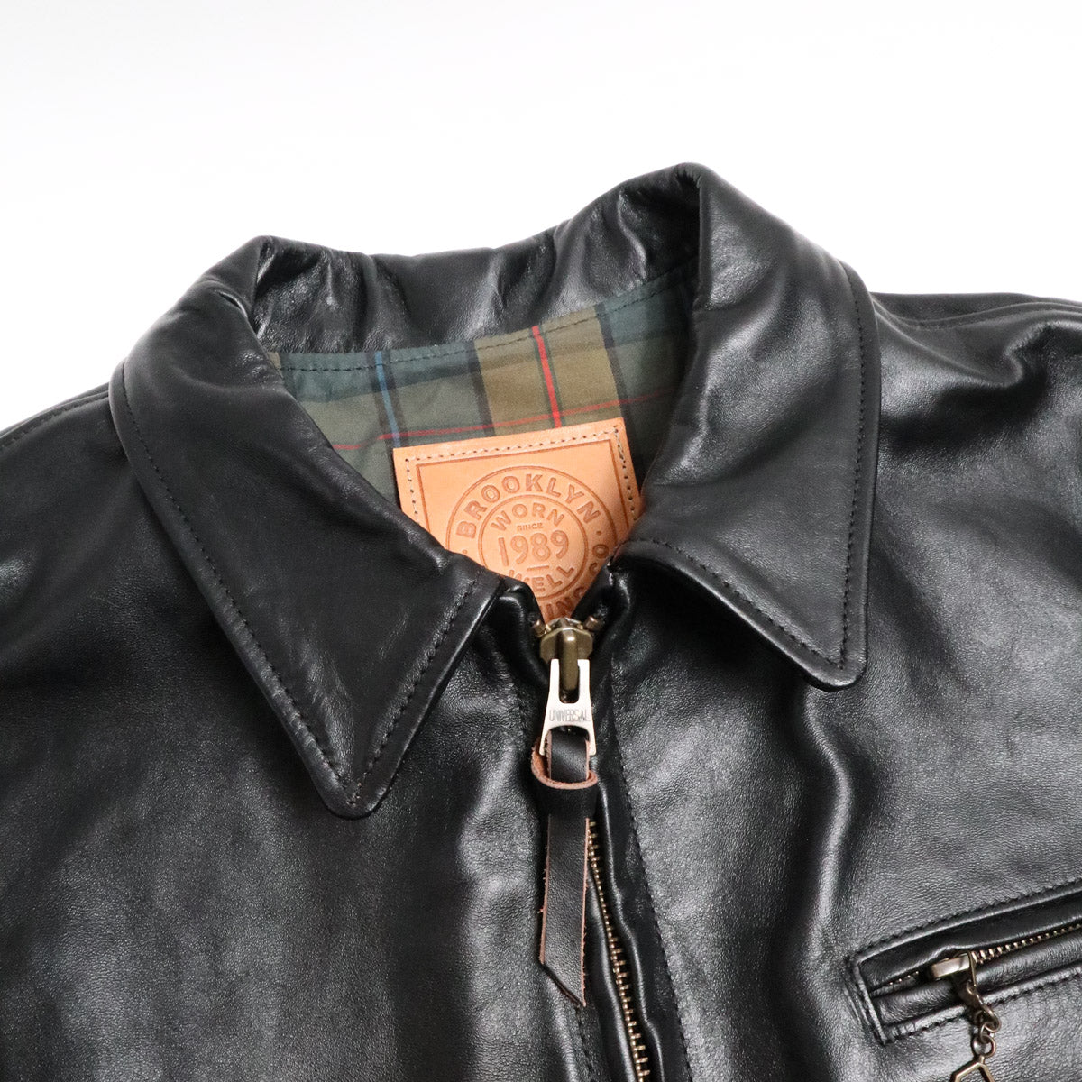 Brooklyn Clothing X Simmons Bilt Tail Gunner Stevenson Iona Tartan/Japanese Teacore Horsehide Black