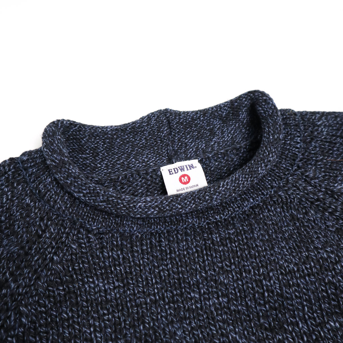 Cotton Roll Neck Knit Black/Navy