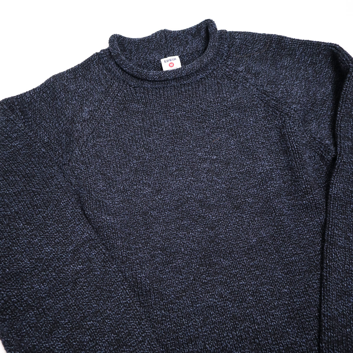Cotton Roll Neck Knit Black/Navy