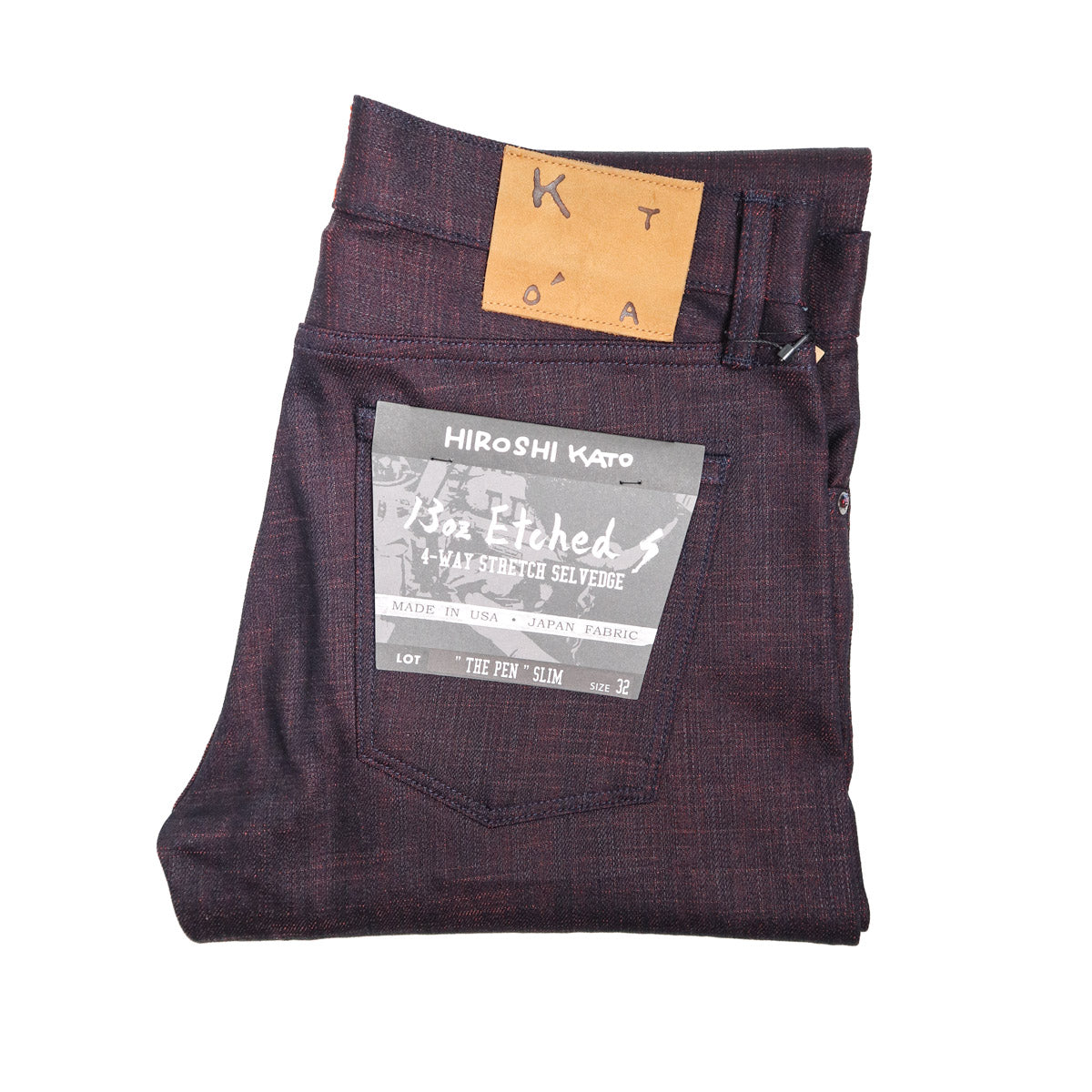 The Pen 14oz Bordeaux Raw Selvedge Denim