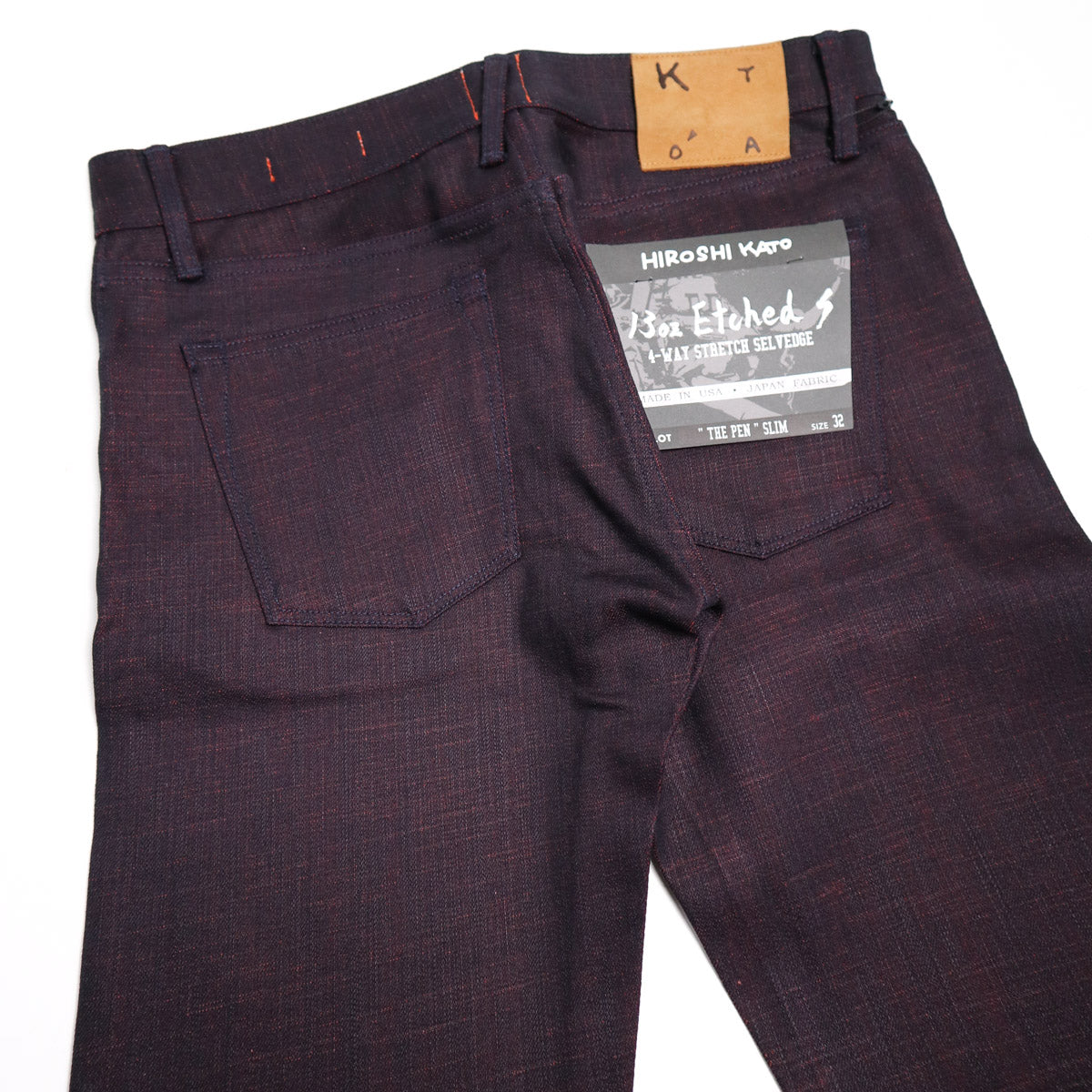 The Pen 14oz Bordeaux Raw Selvedge Denim