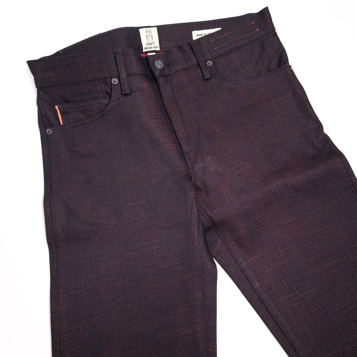 The Pen 14oz Bordeaux Raw Selvedge Denim