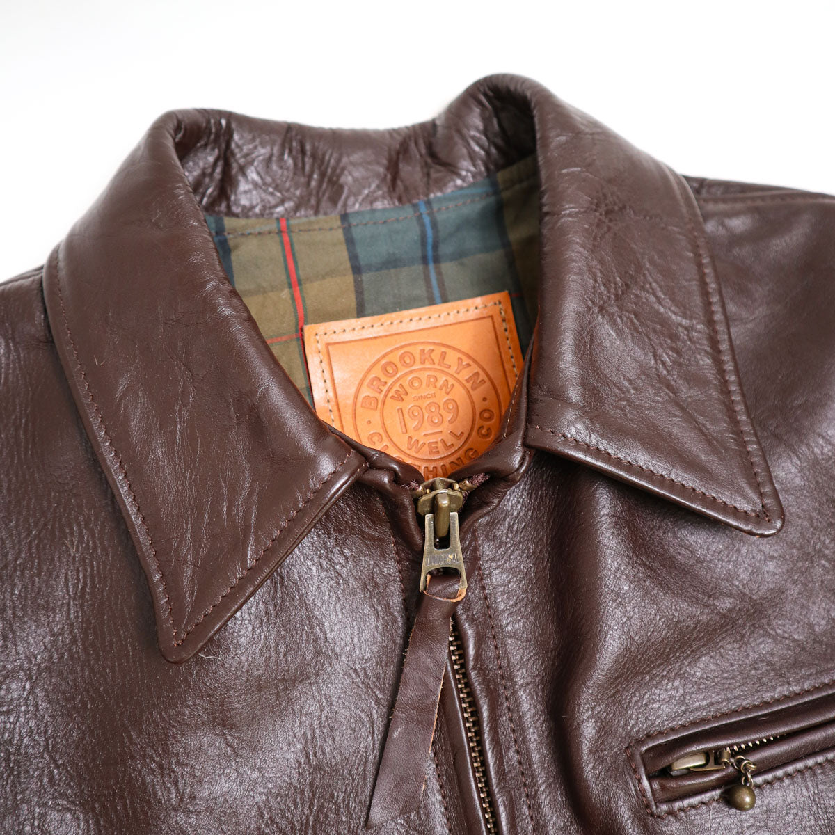 Brooklyn Clothing X Simmons Bilt Tail Gunner Stevenson Iona Tartan/Japanese Teacore Horsehide Brown