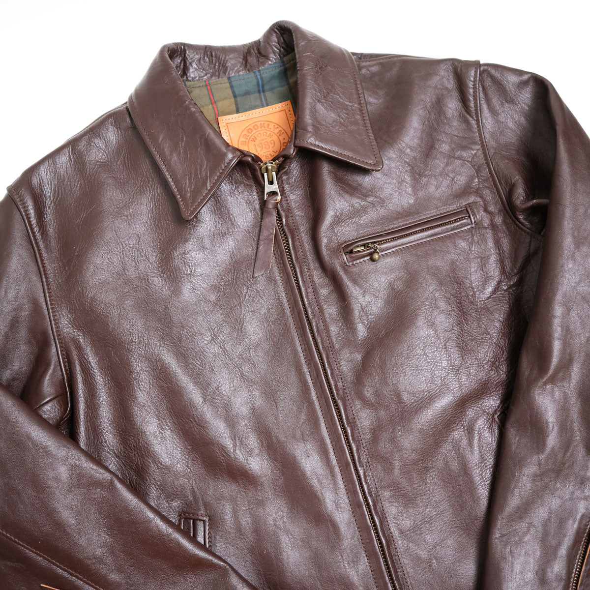 Brooklyn Clothing X Simmons Bilt Tail Gunner Stevenson Iona Tartan/Japanese Teacore Horsehide Brown