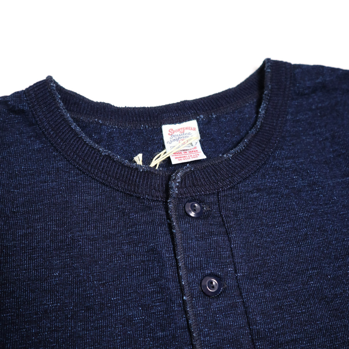 No. 7 Indigo Henley Neck T-Shirt