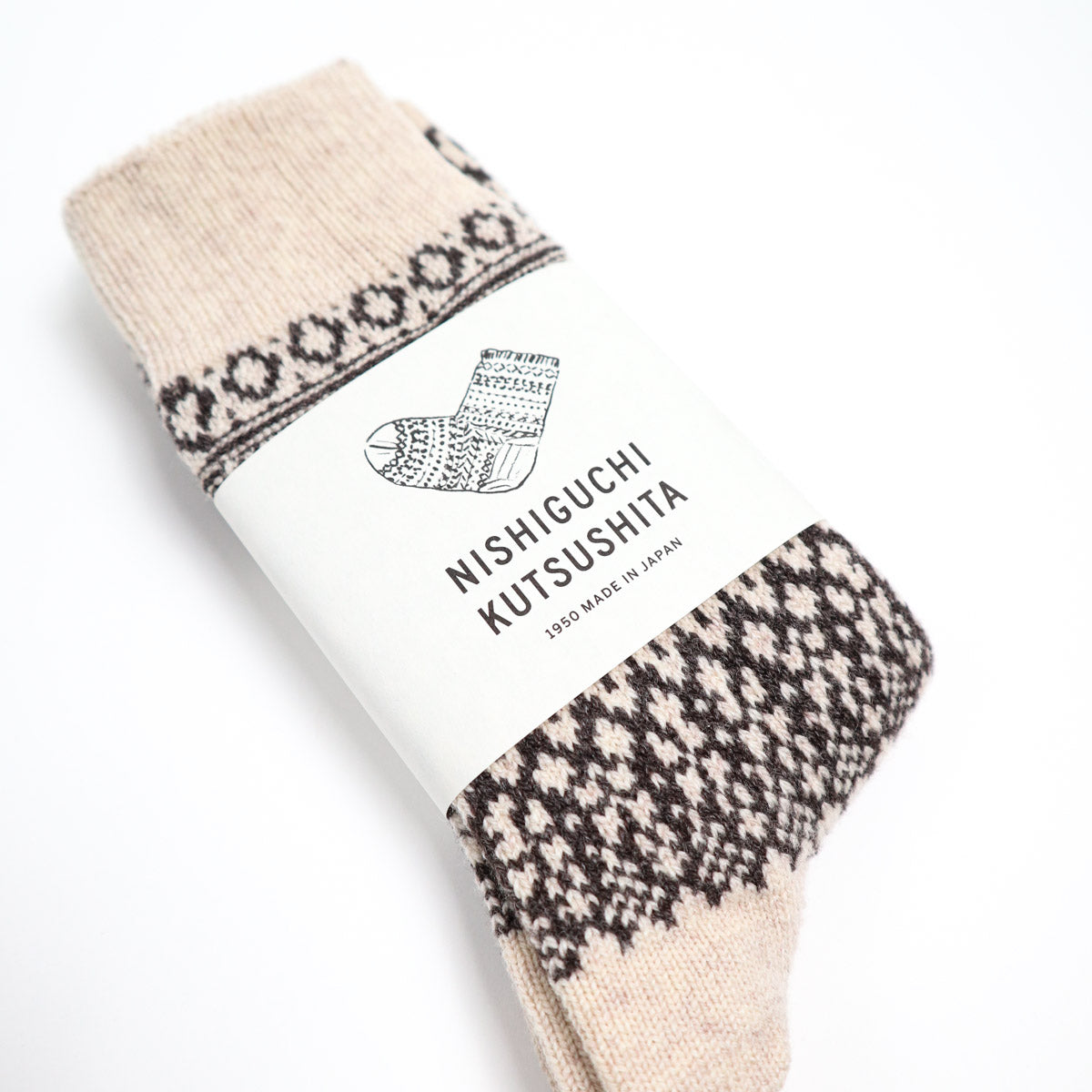NK0101 Wool Jacquard Socks Oatmeal