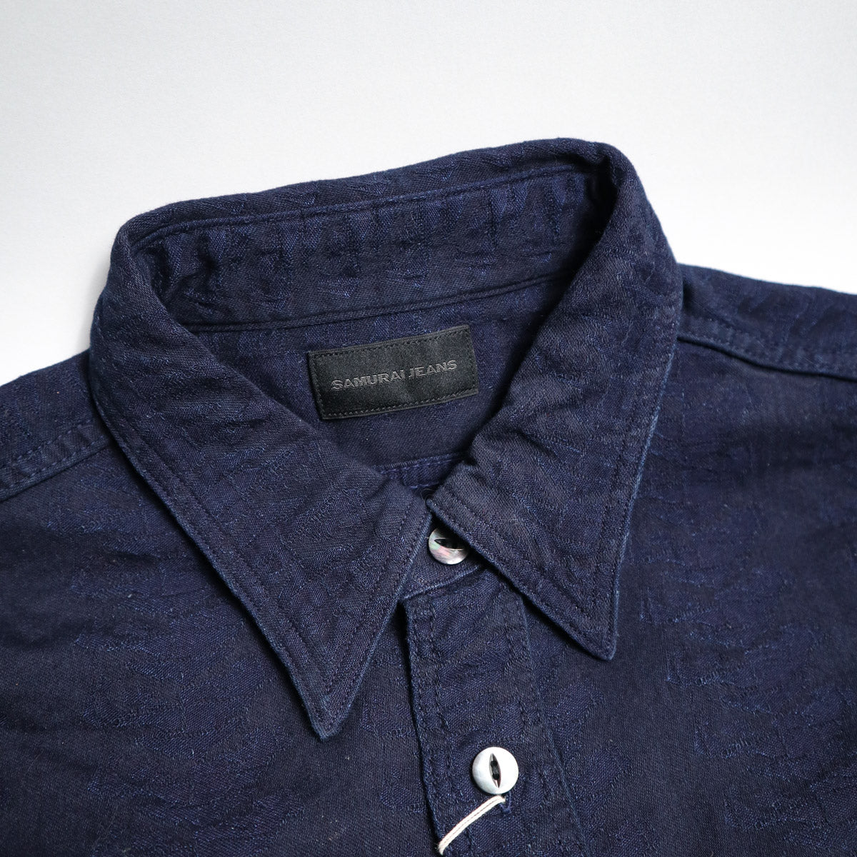SSS26-01W Sengen Indigo Jacquard Work Shirt