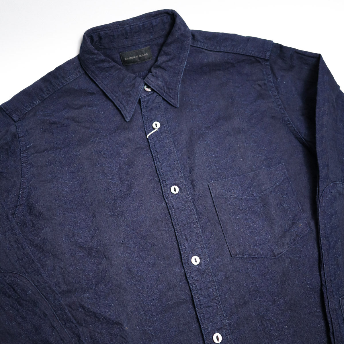 SSS26-01W Sengen Indigo Jacquard Work Shirt
