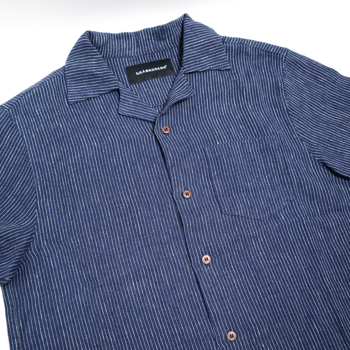 Frojel Short Sleeve Linen Deep Blue Dots