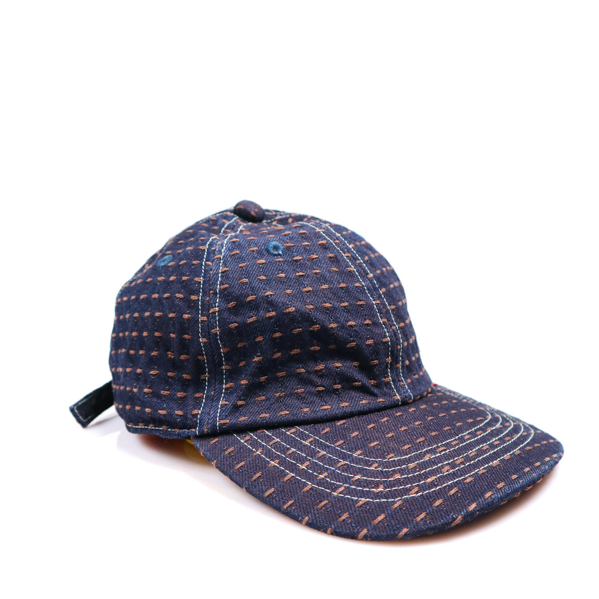 D7578 Kaki Shibu Sashiko Denim Cap