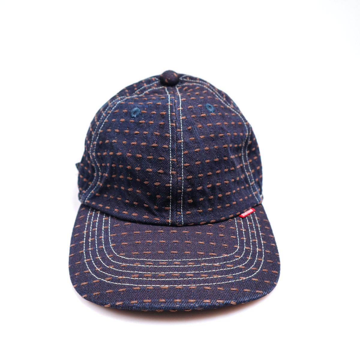 D7578 Kaki Shibu Sashiko Denim Cap