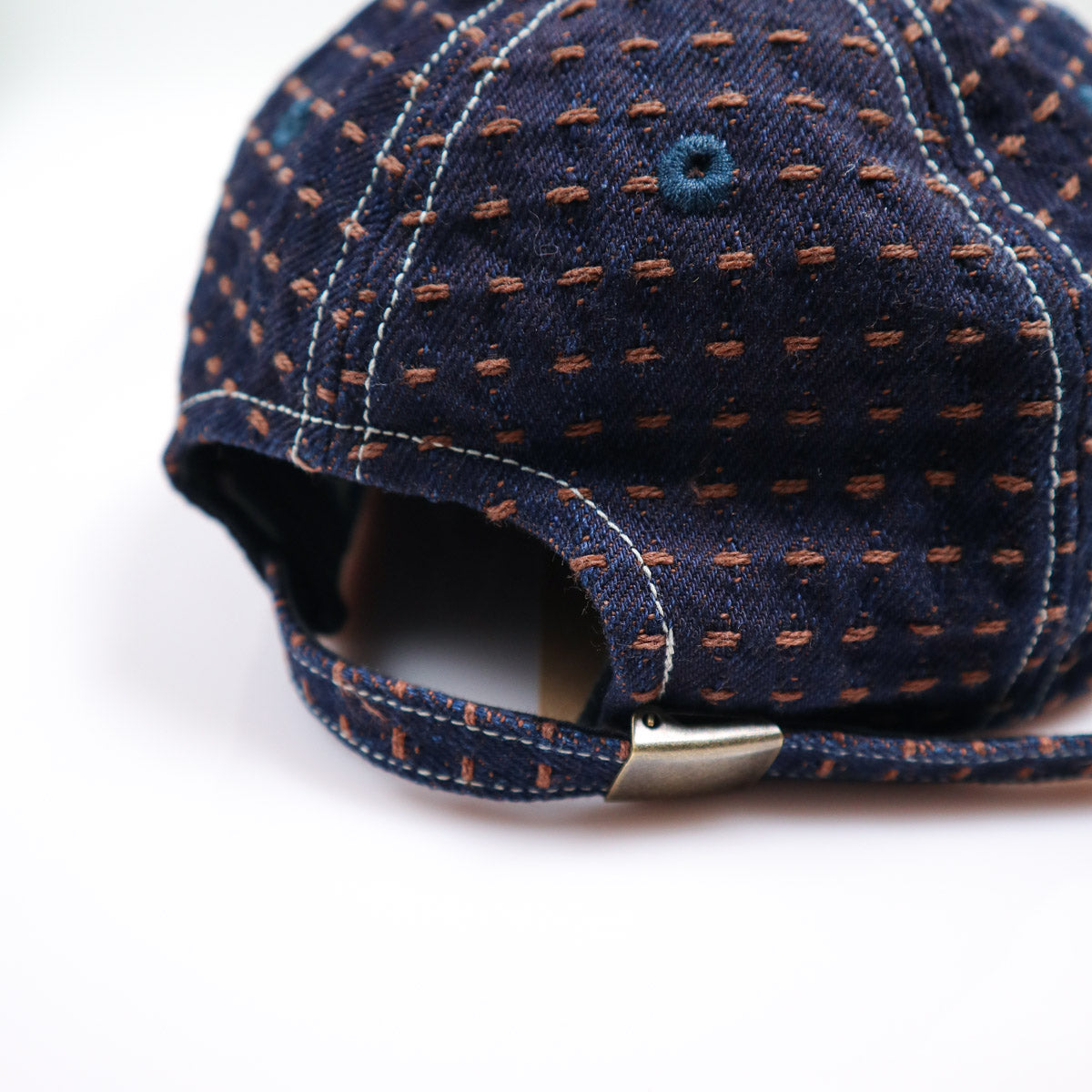 D7578 Kaki Shibu Sashiko Denim Cap