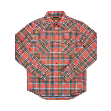 Red and green plaid shirt on a white background