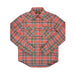 Red and green plaid shirt on a white background