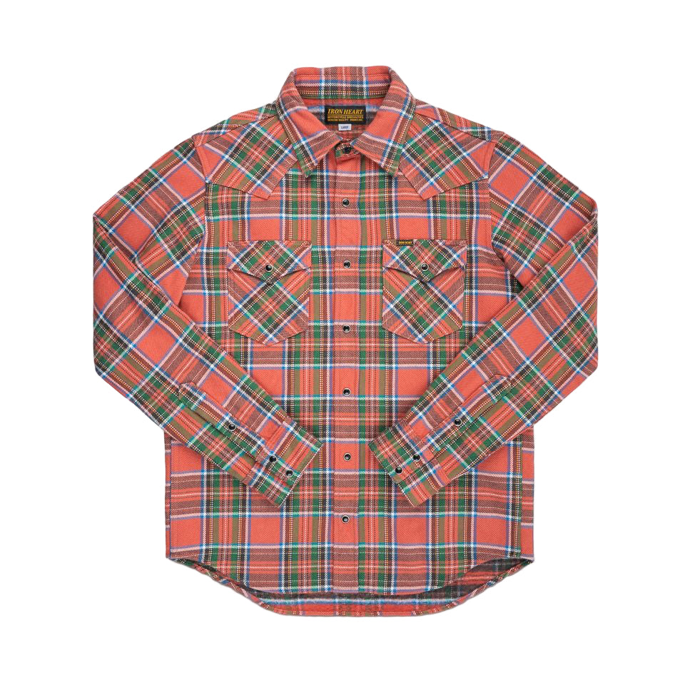 Red and green plaid shirt on a white background