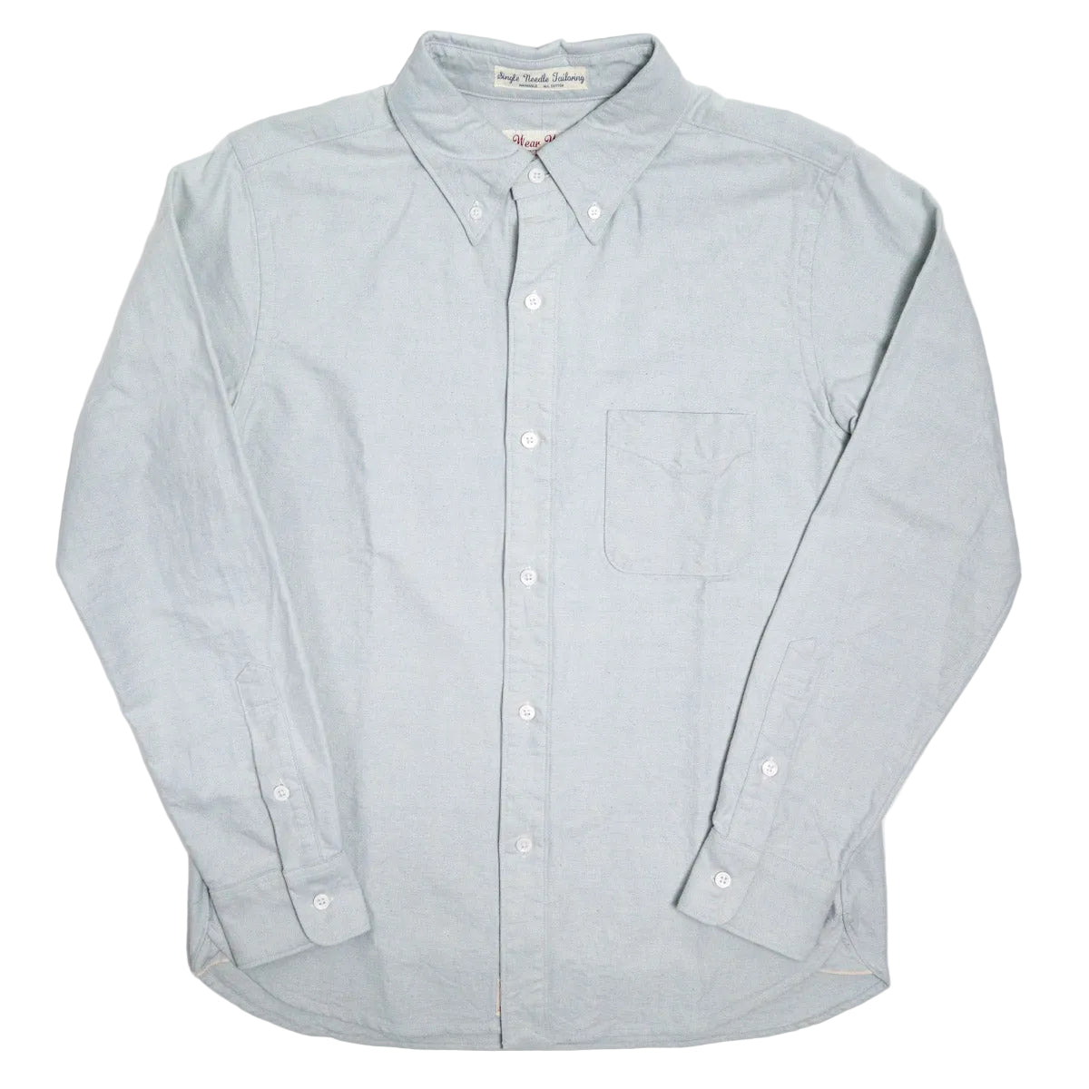 Light blue button-up shirt on a white background