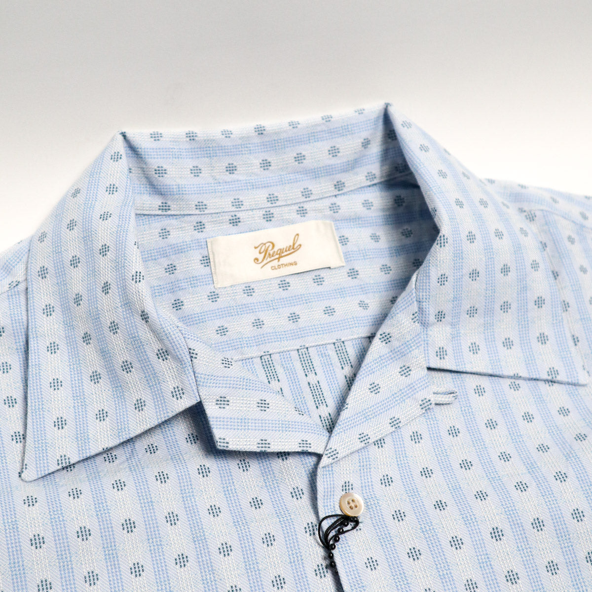Brooklyn Clothing X Prequel Classic Dobby Check Open Collar Shirt Blue
