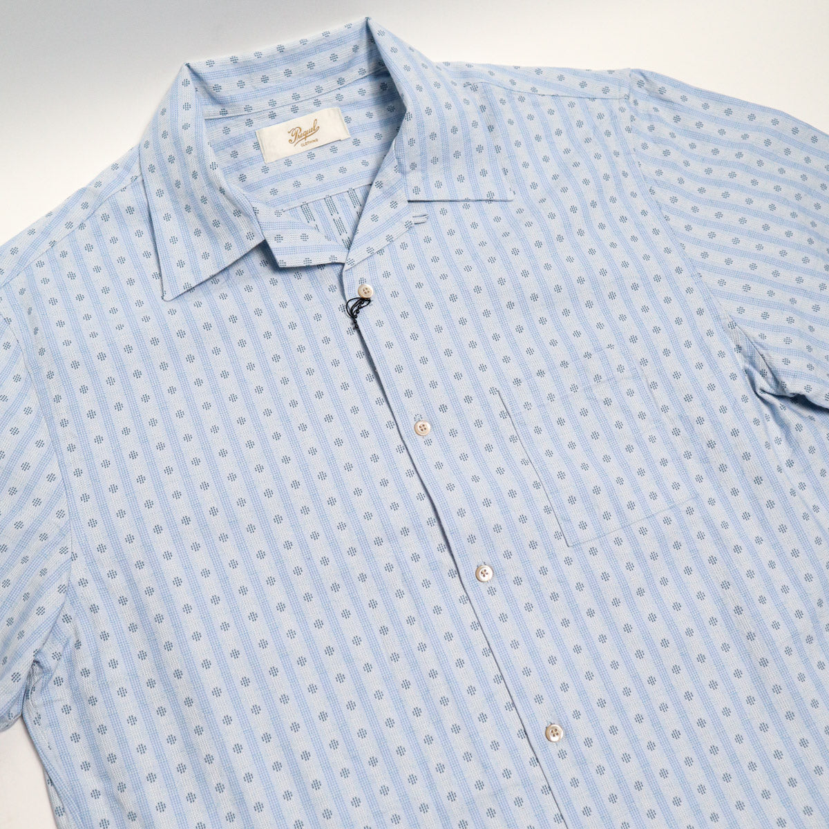Brooklyn Clothing X Prequel Classic Dobby Check Open Collar Shirt Blue