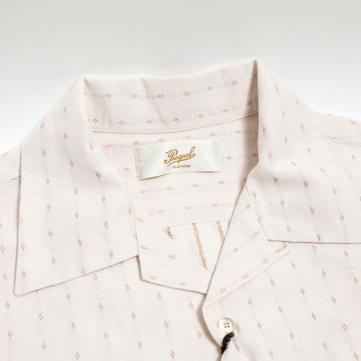 S1012 Classic Dobby Stripe Open Collar Shirt Brown
