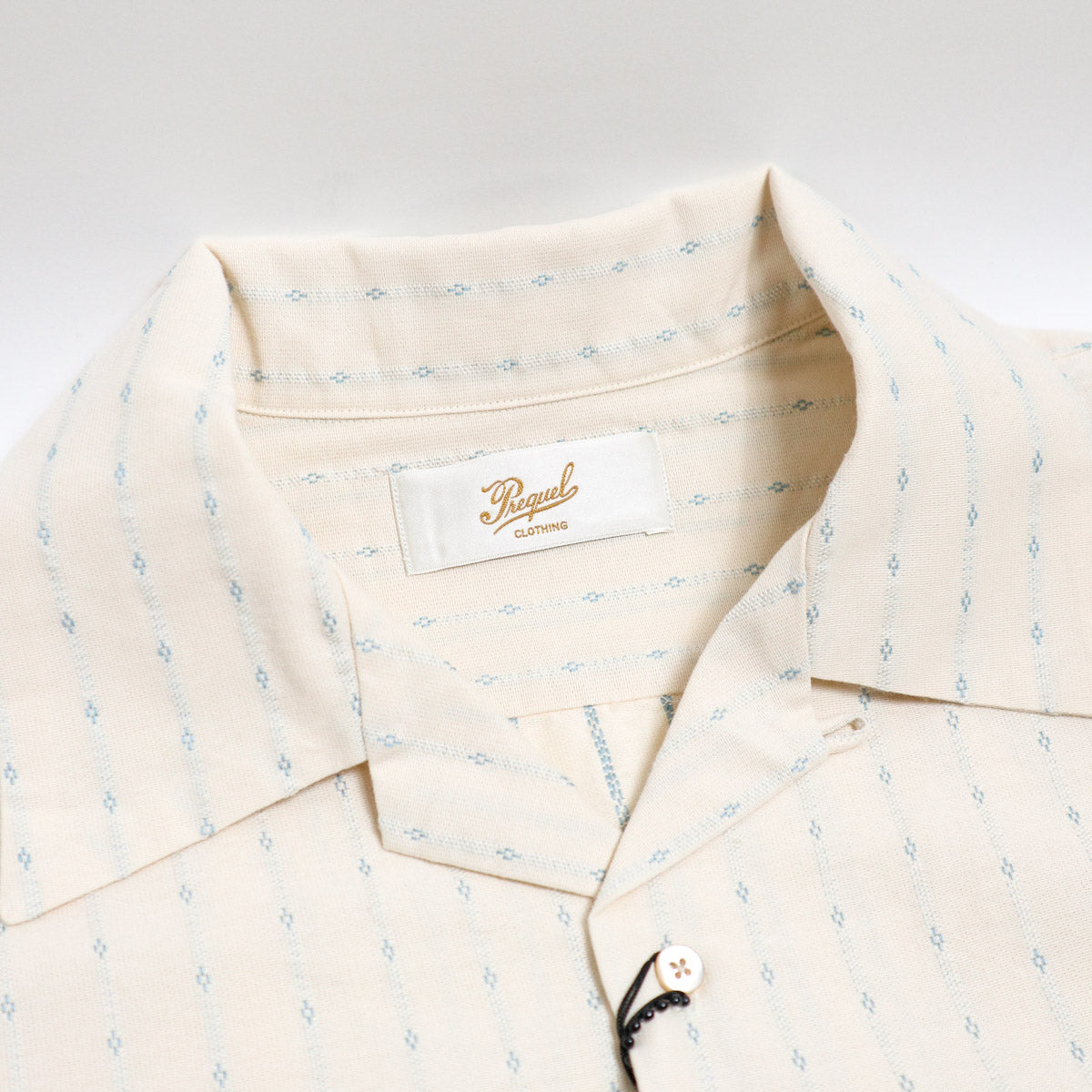 Brooklyn Clothing X Prequel Classic Dobby Stripe Open Collar Shirt Blue