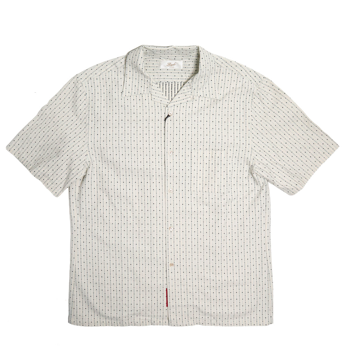 Brooklyn Clothing X Prequel Jacquard Stripe Open Collar Shirt Indigo Stripe
