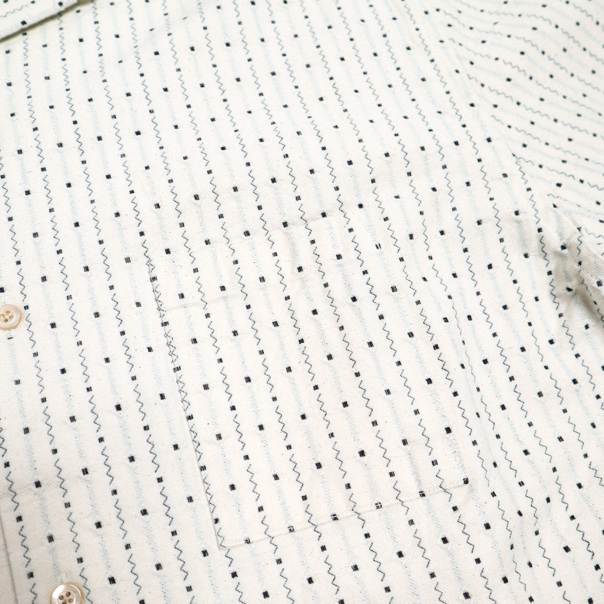 Brooklyn Clothing X Prequel Jacquard Stripe Open Collar Shirt Indigo Stripe