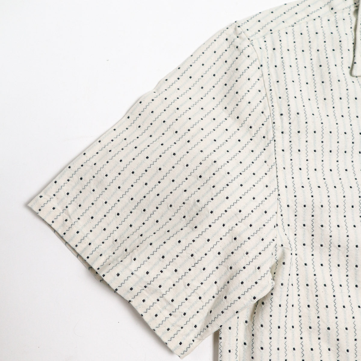 Brooklyn Clothing X Prequel Jacquard Stripe Open Collar Shirt Indigo Stripe
