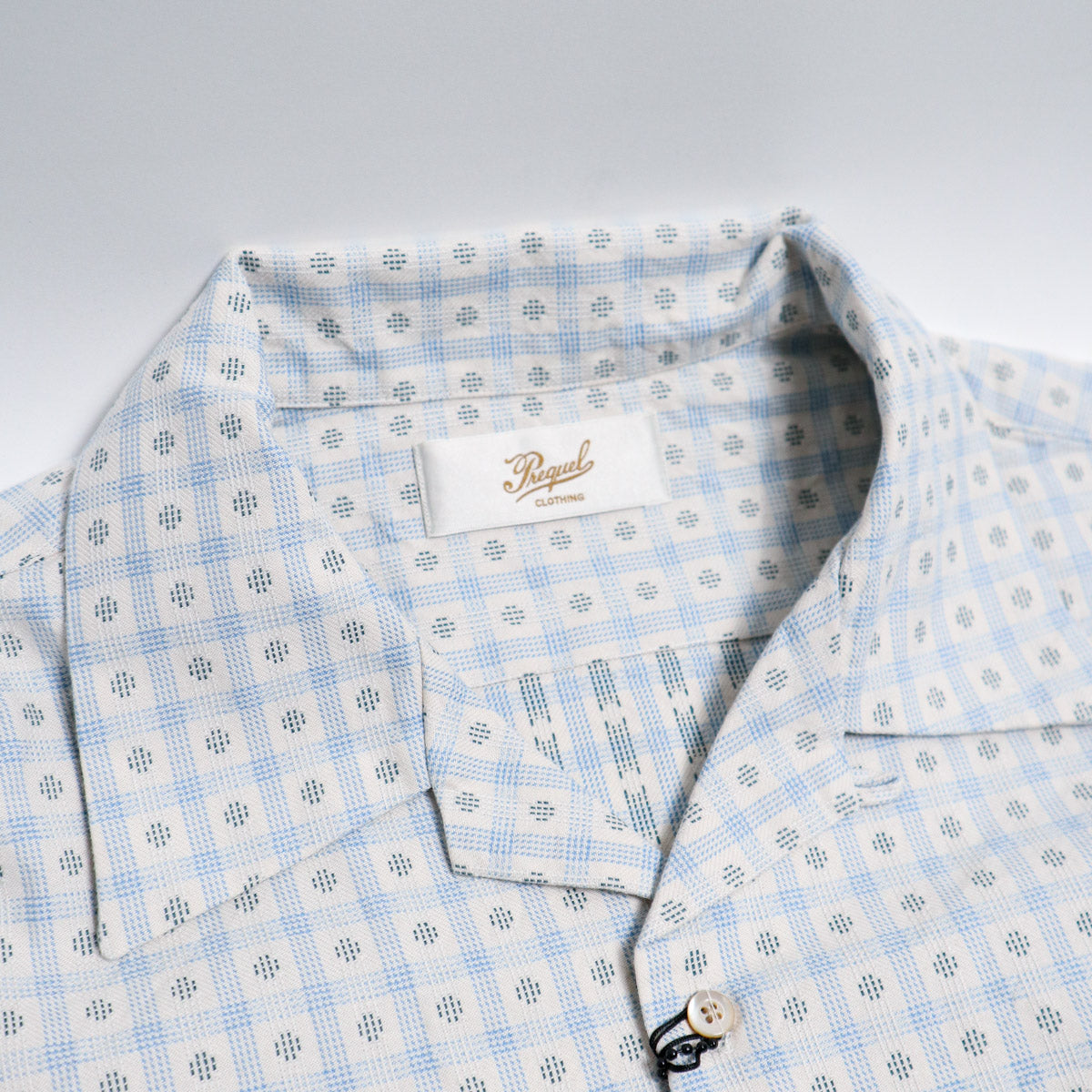 Brooklyn Clothing X Prequel Classic Dobby Check Open Collar Shirt Beige