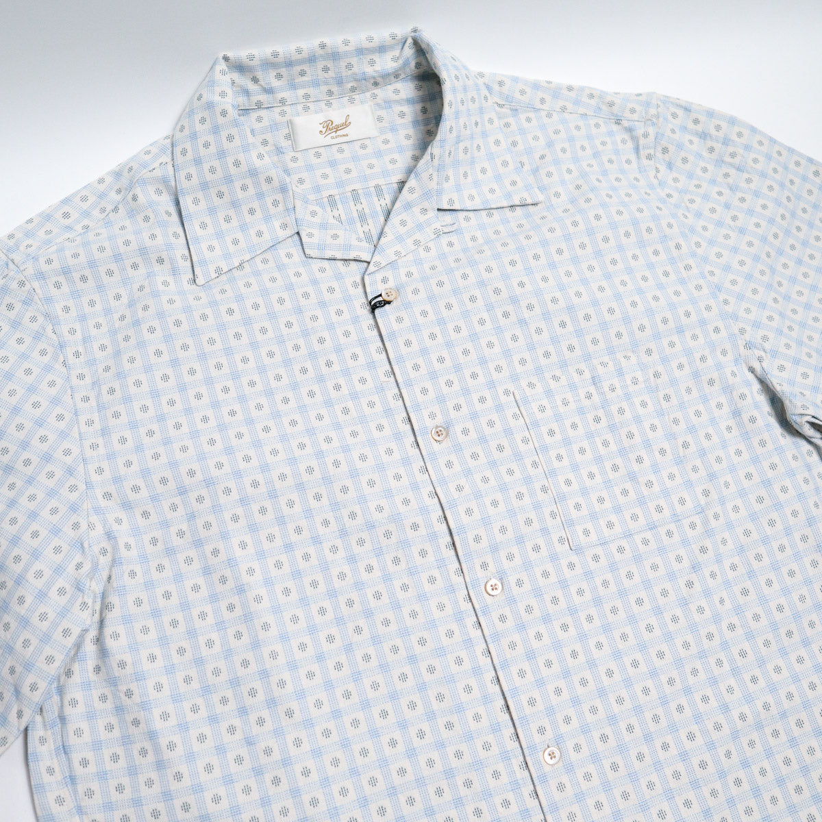 Brooklyn Clothing X Prequel Classic Dobby Check Open Collar Shirt Beige