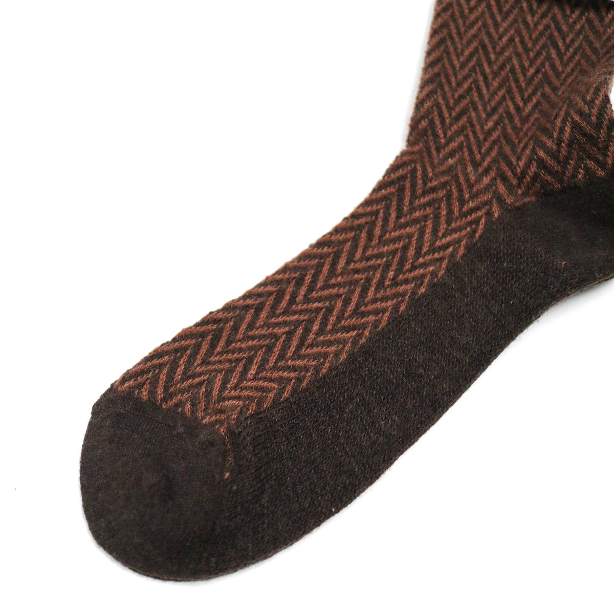 Wool Herringbone Crew Sock Brown