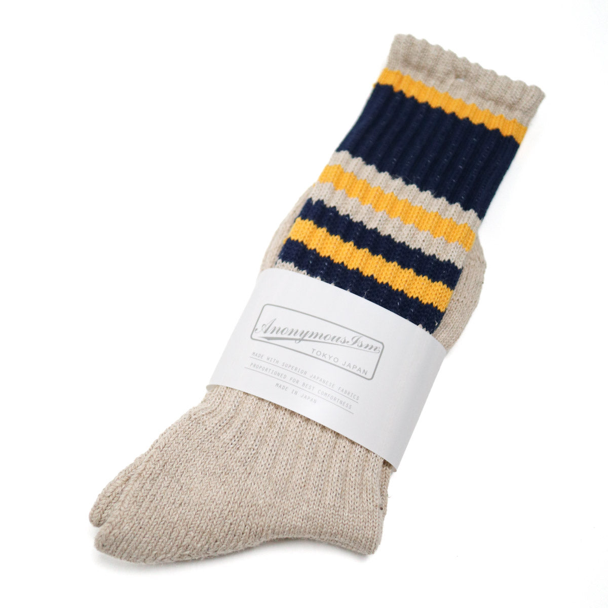 Hemp Random Line Pile Crew Sock Navy